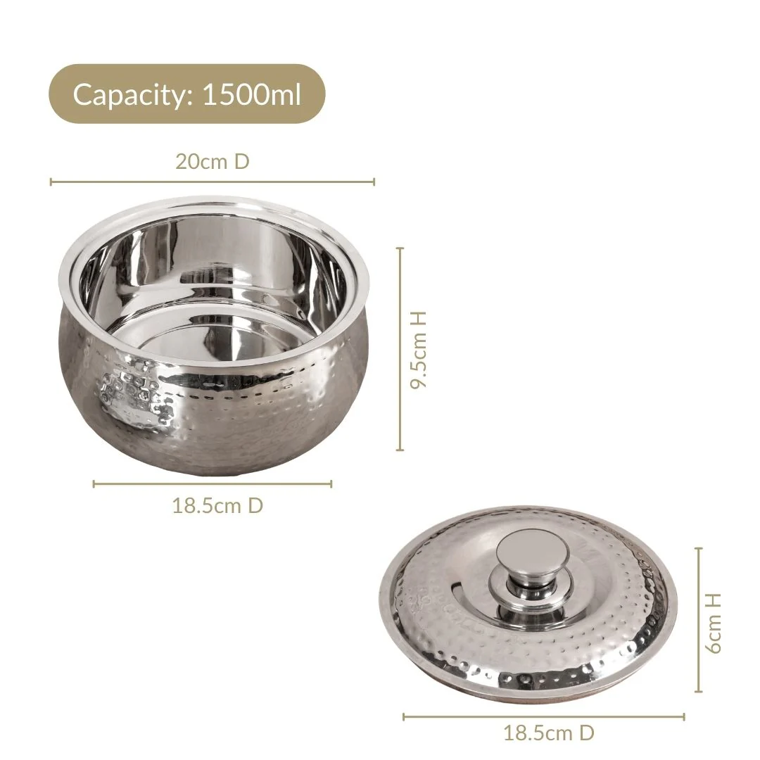 Hammered Stainless Steel Casserole 1500ml - Image 4