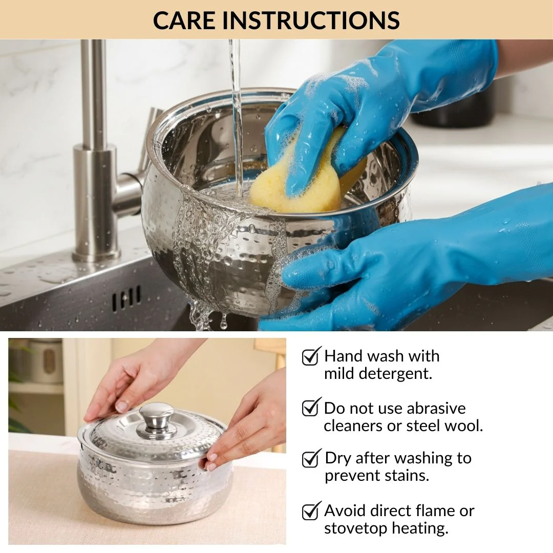 Hammered Stainless Steel Casserole 1500ml - Image 9