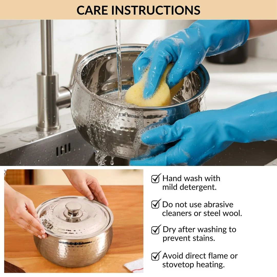 Hammered Stainless Steel Insulated Casserole 3000ml - Image 9