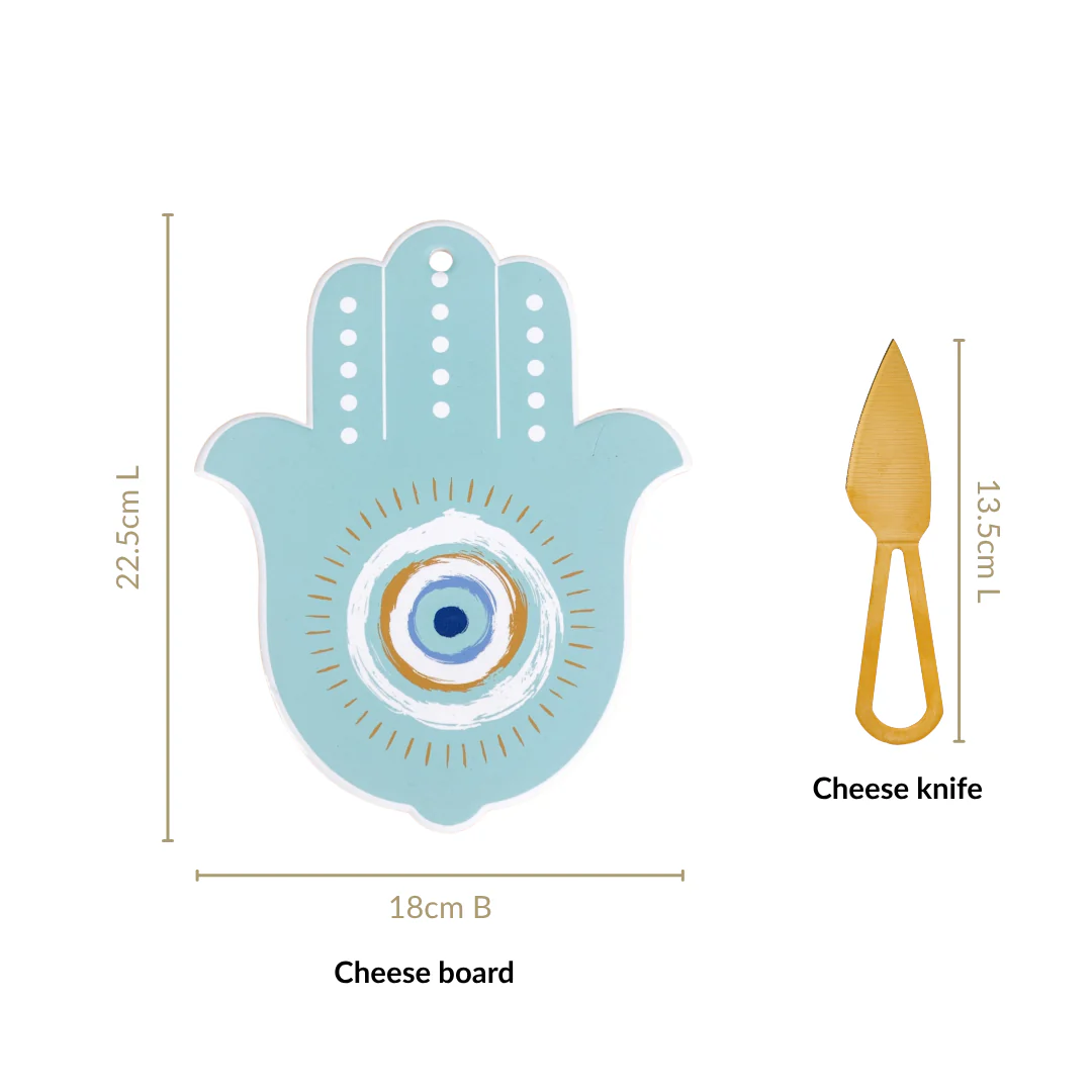 Hamsa Evil Eye Hand Cheese Board With Knife Set Of 2 - Image 4