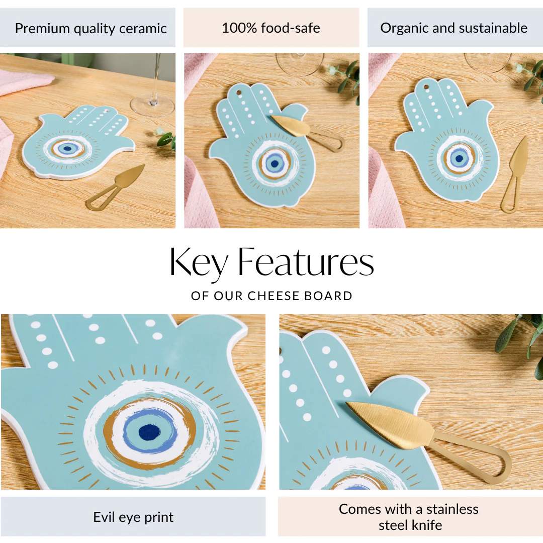 Hamsa Evil Eye Hand Cheese Board With Knife Set Of 2 - Image 5
