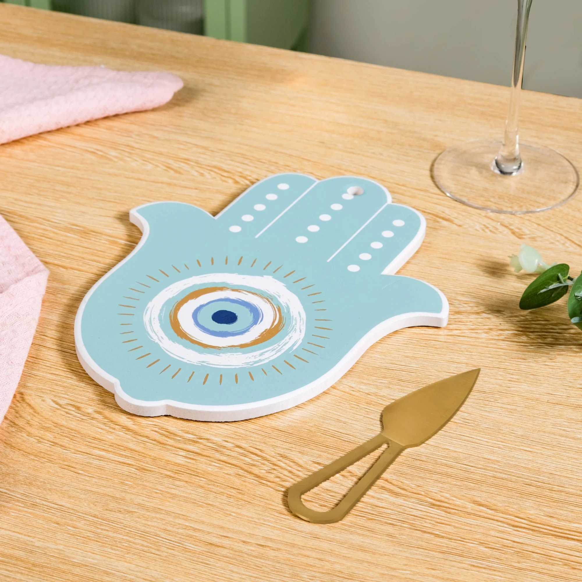 Hamsa Evil Eye Hand Cheese Board With Knife Set Of 2 - Image 7