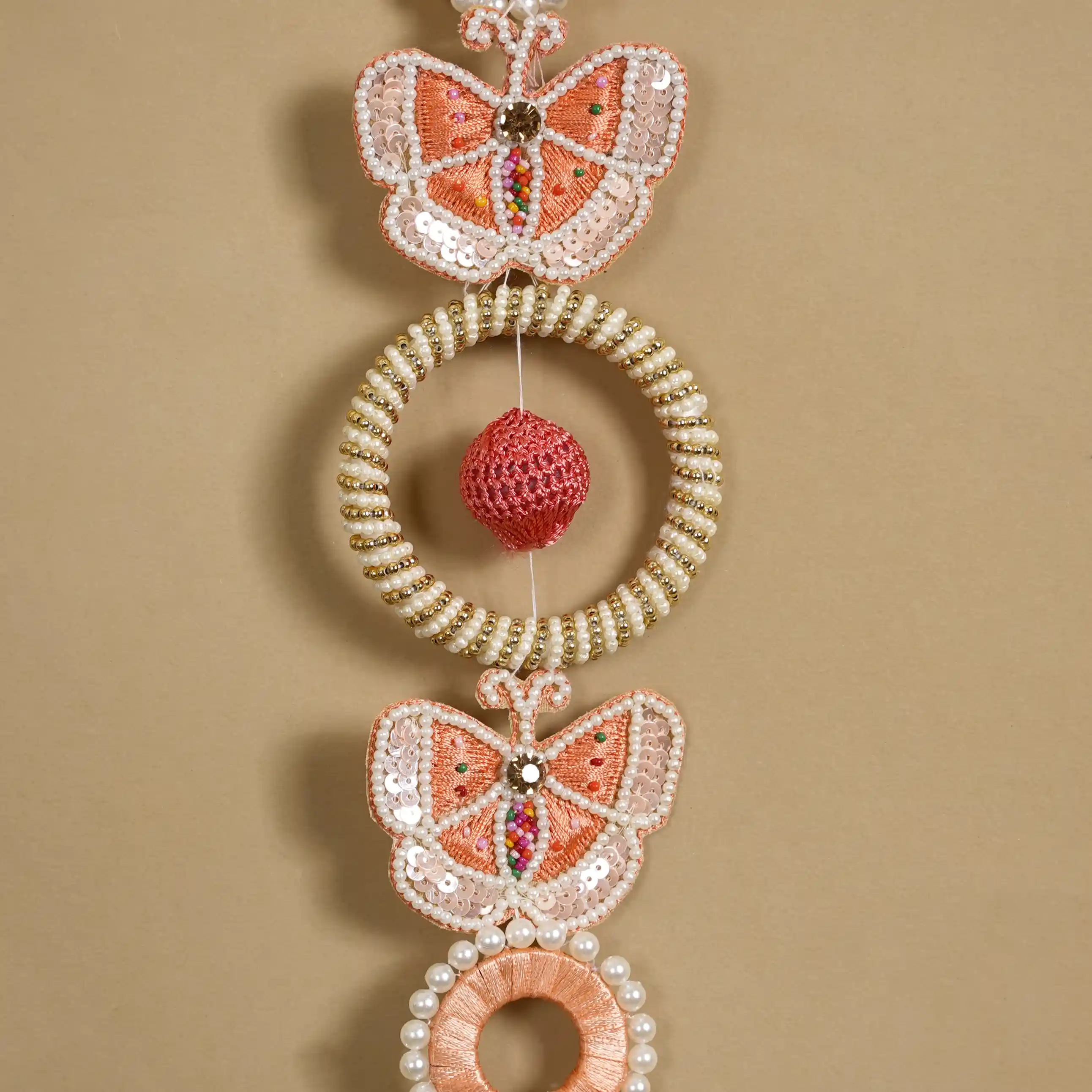 Handcrafted Butterfly Door Hanging Peach Set of 2 - Image 6