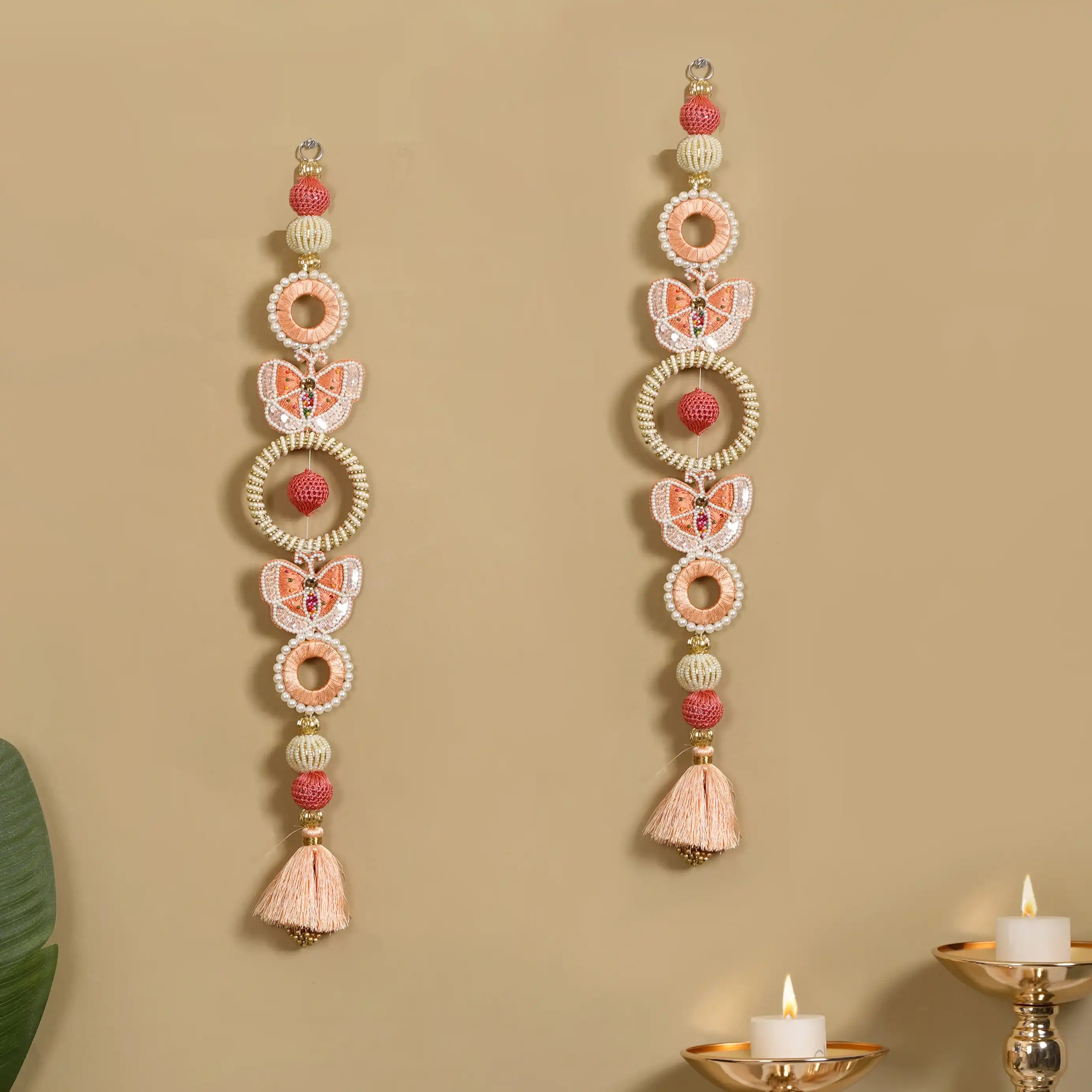 Handcrafted Butterfly Door Hanging Peach Set of 2 - Image 8