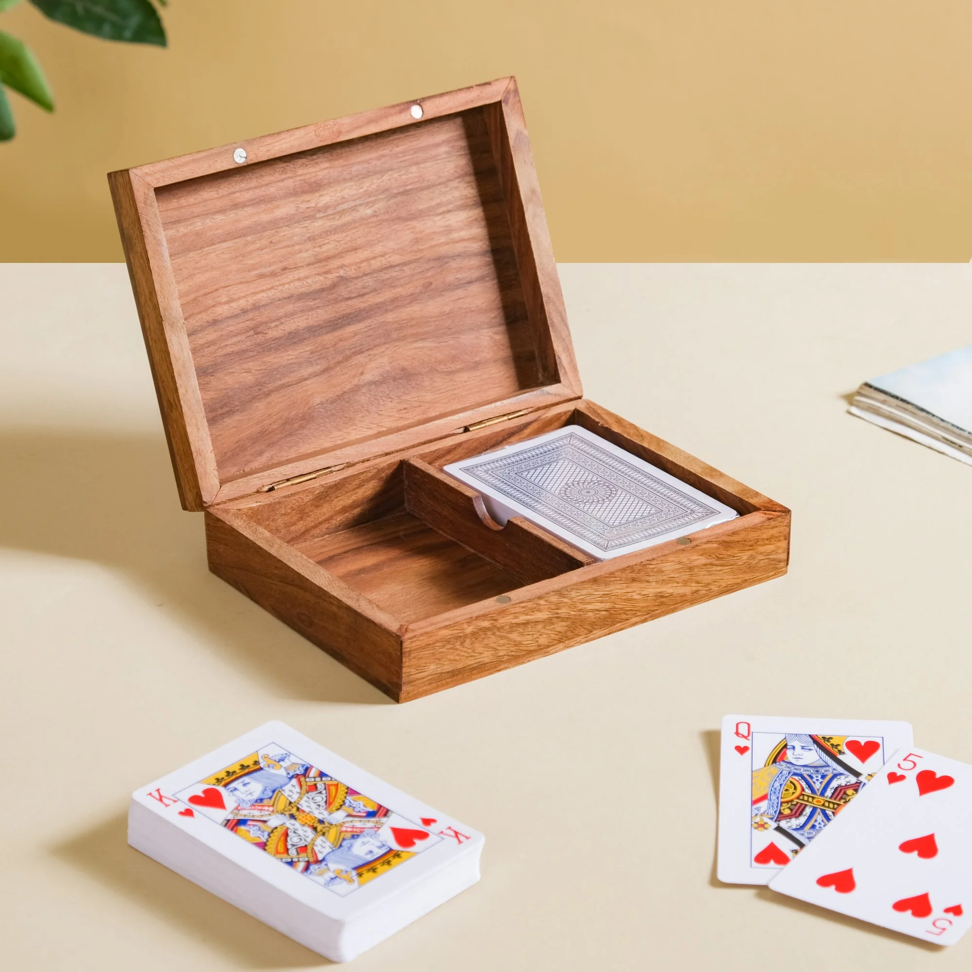 Handcrafted Wooden Box With Set Of 2 Playing Cards - Image 10