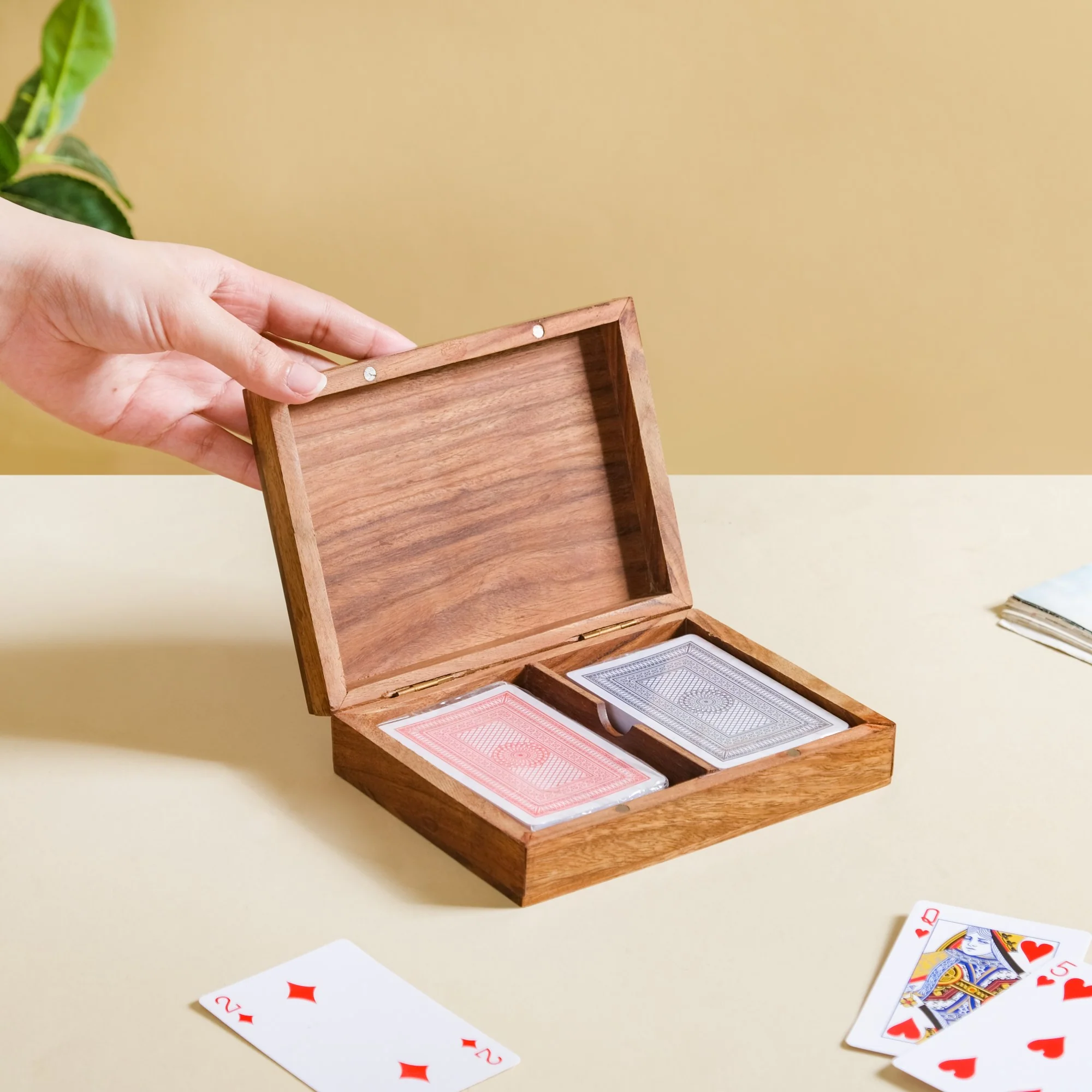 Handcrafted Wooden Box With Set Of 2 Playing Cards - Image 11