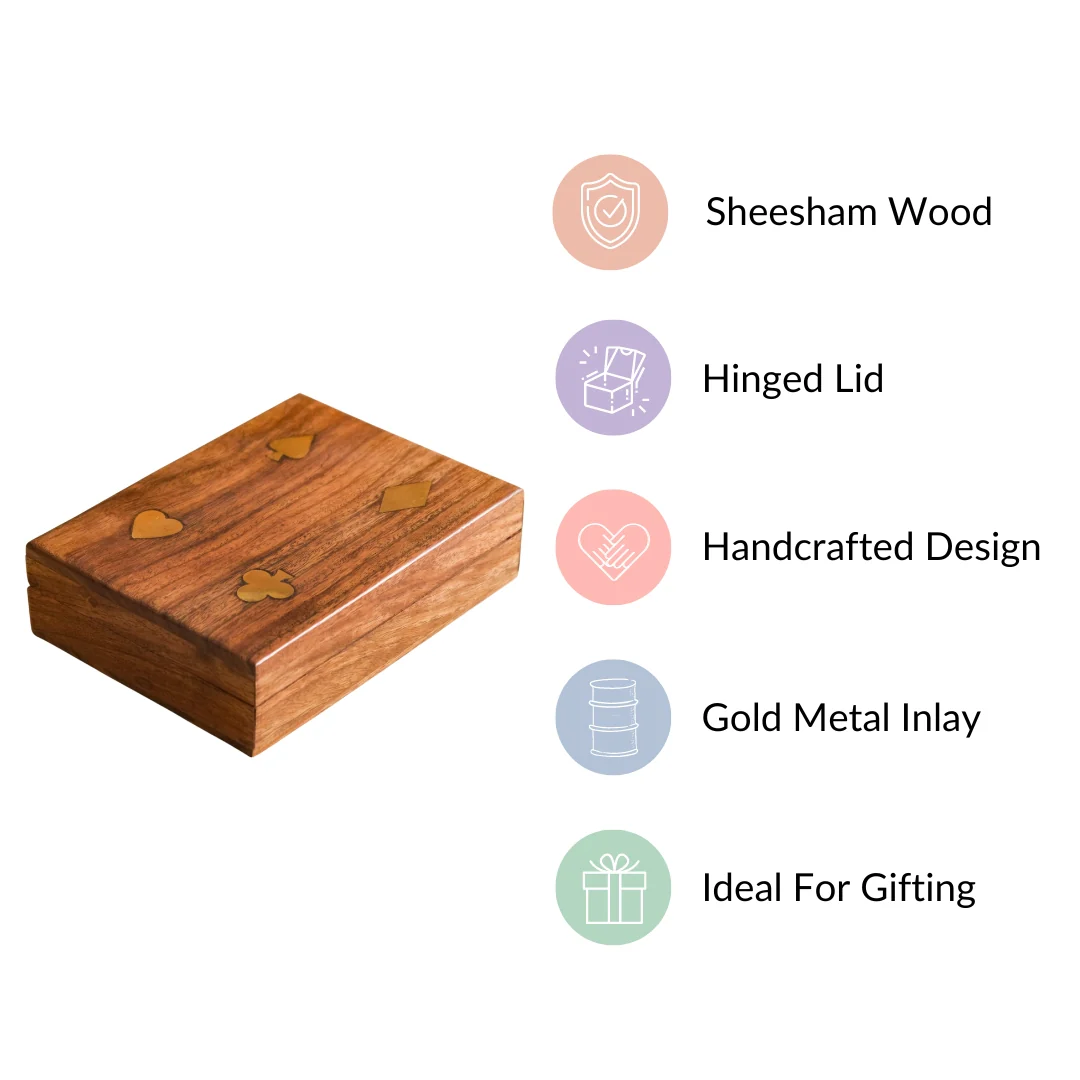 Handcrafted Wooden Box With Set Of 2 Playing Cards - Image 4