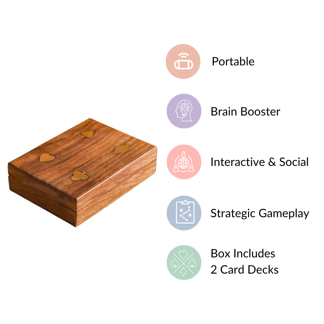 Handcrafted Wooden Box With Set Of 2 Playing Cards - Image 5