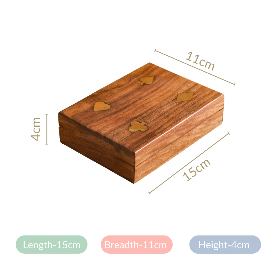 Handcrafted Wooden Box With Set Of 2 Playing Cards - Image 6