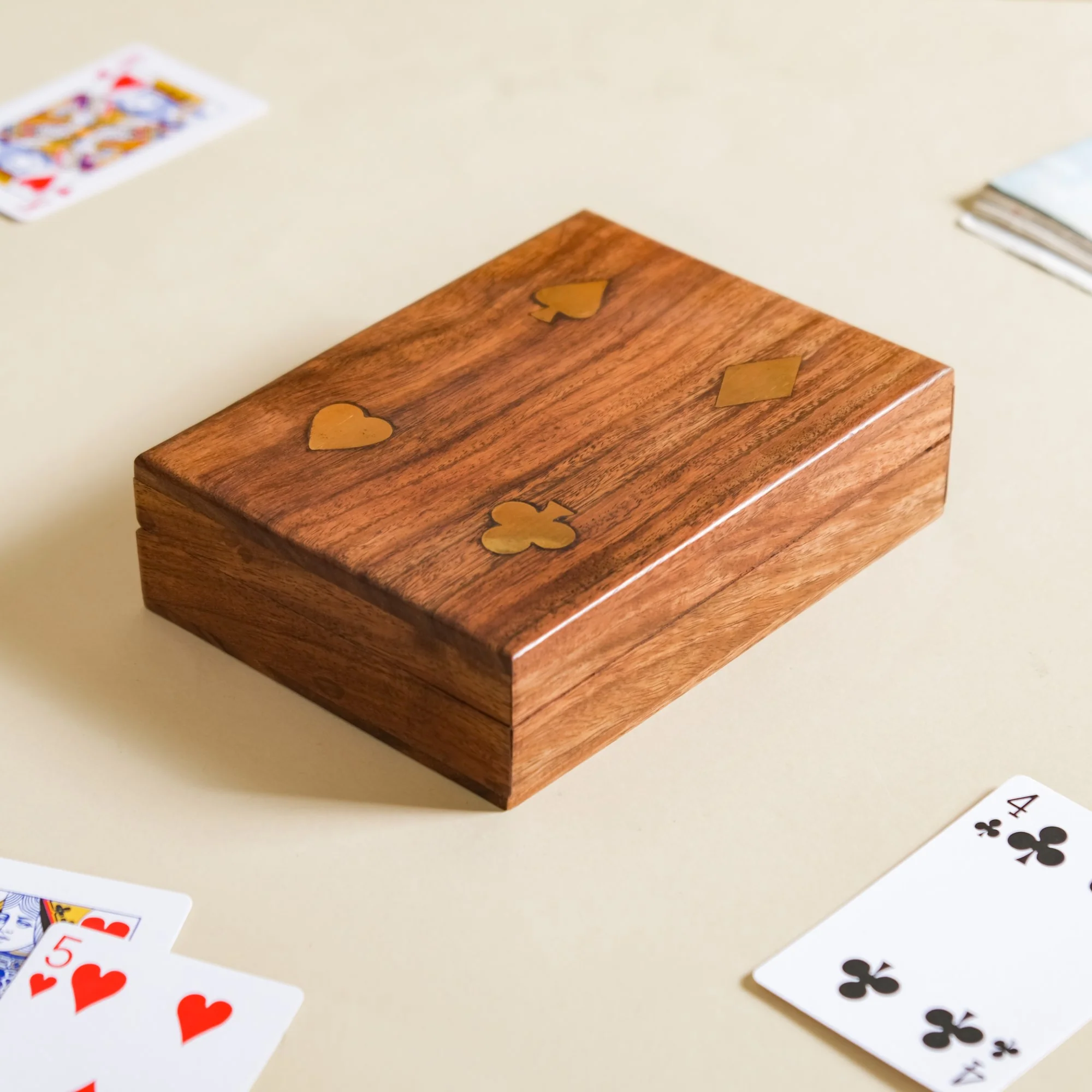 Handcrafted Wooden Box With Set Of 2 Playing Cards - Image 8