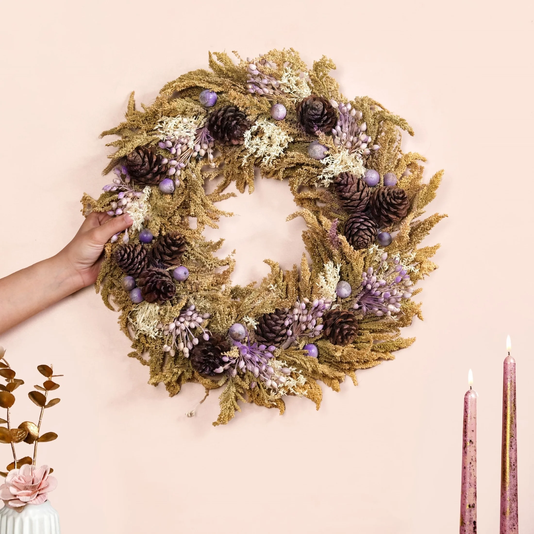 Handmade Dried Flowers Wreath Lavender - Image 2