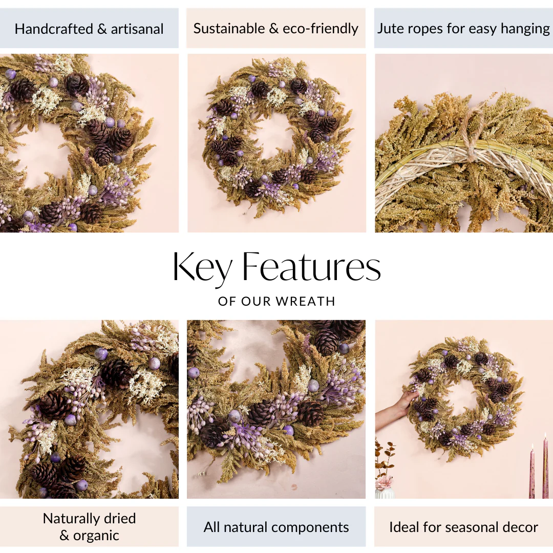 Handmade Dried Flowers Wreath Lavender - Image 5