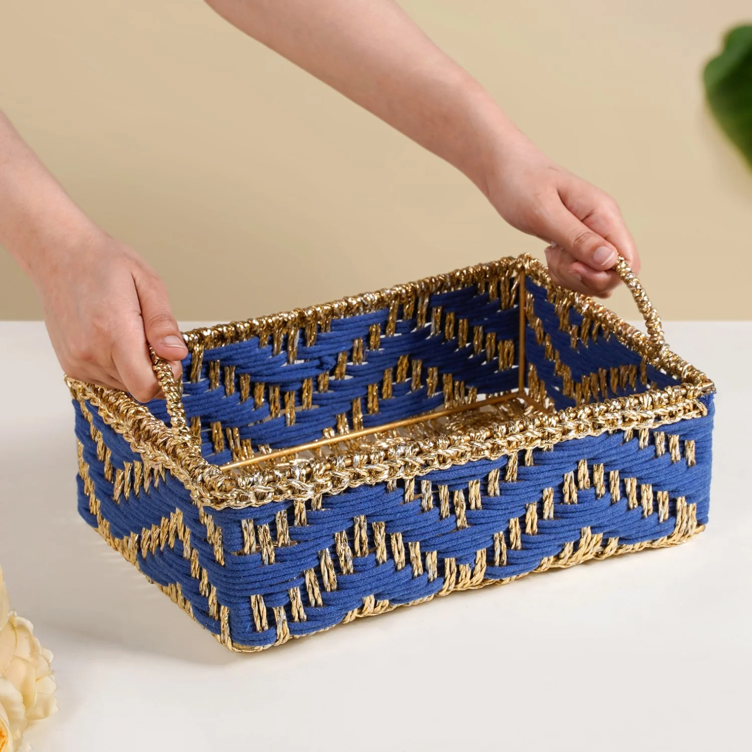 Handwoven Basket Blue - Image 2
