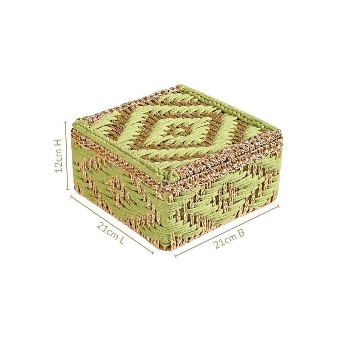 Handwoven Basket Gold And Green - Image 5