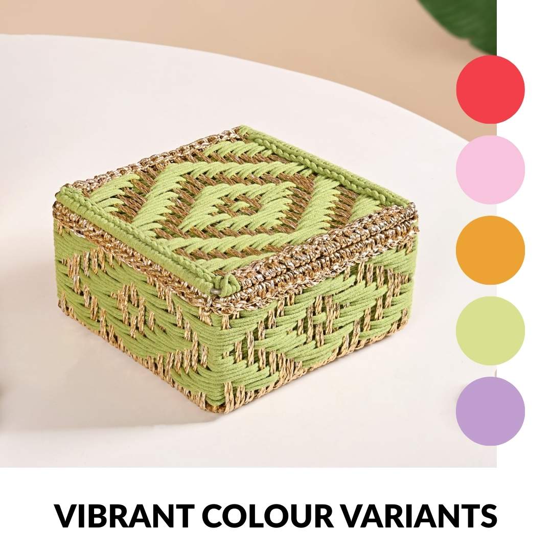Handwoven Basket Gold And Green - Image 8