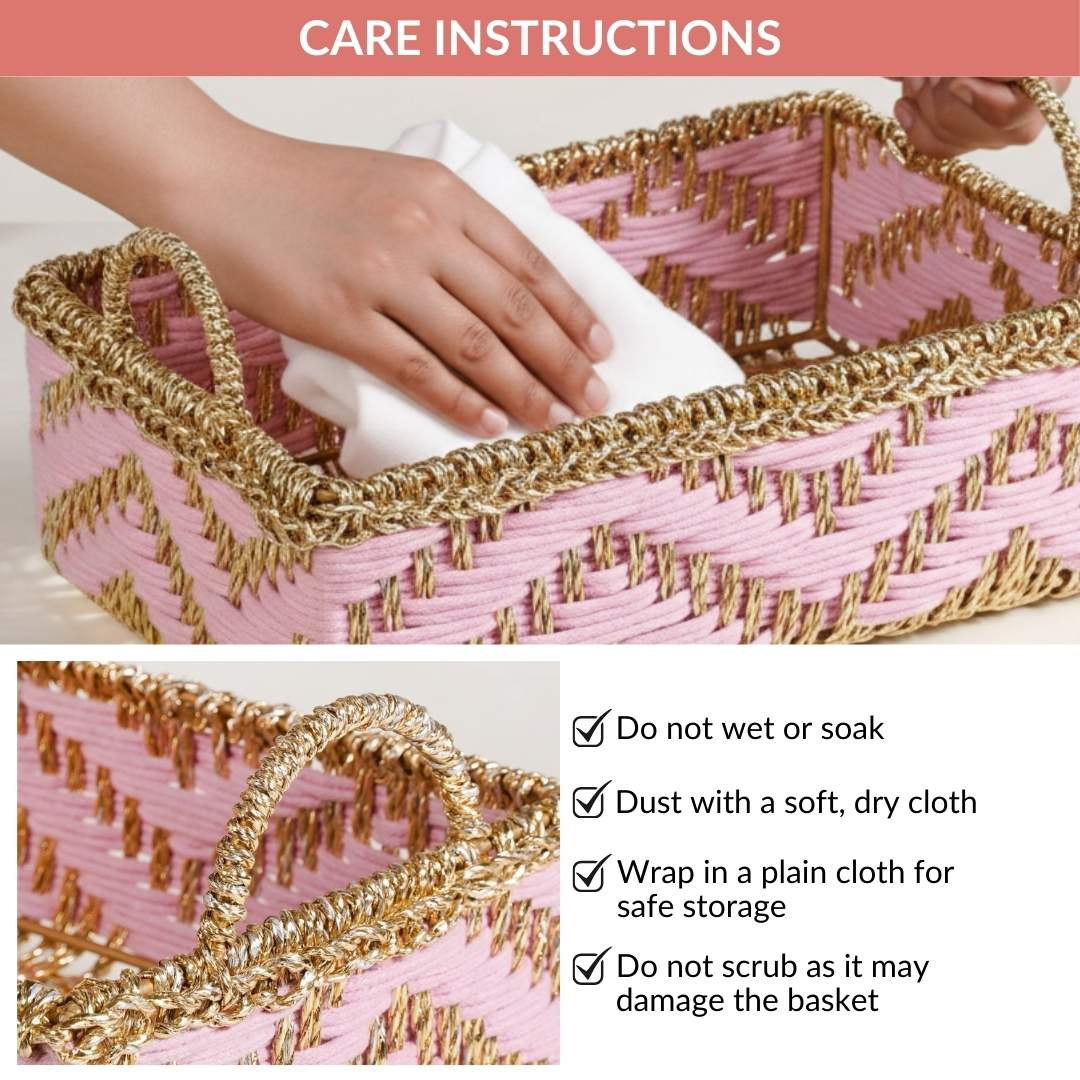 Handwoven Basket Pink - Image 11
