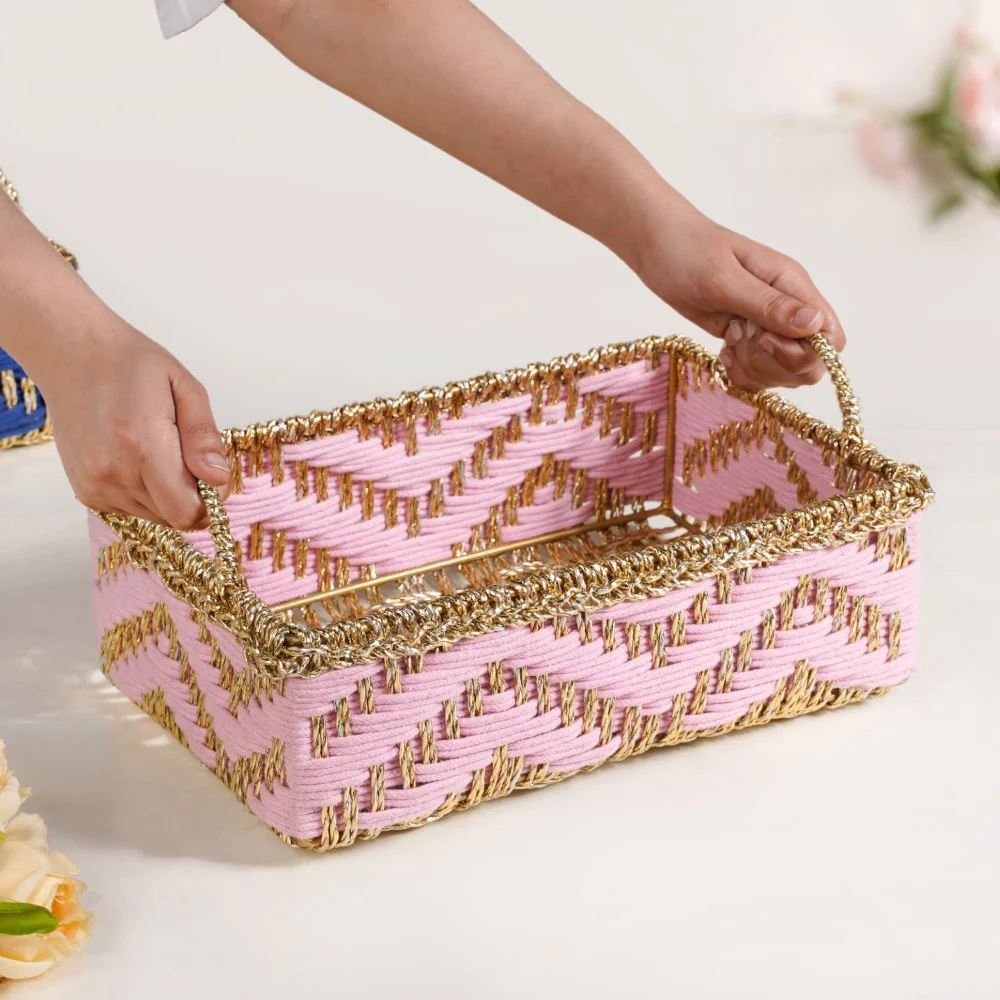 Handwoven Basket Pink - Image 2