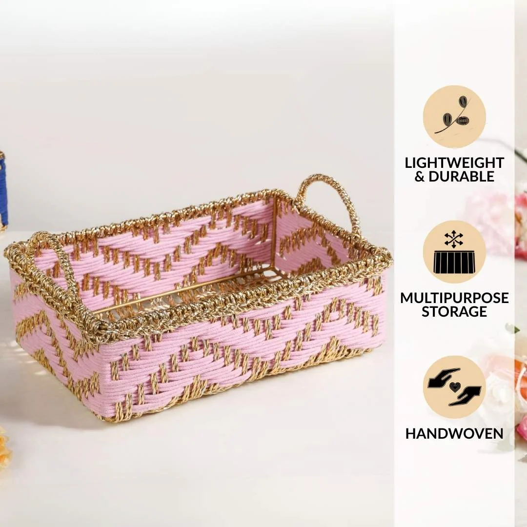Handwoven Basket Pink - Image 3