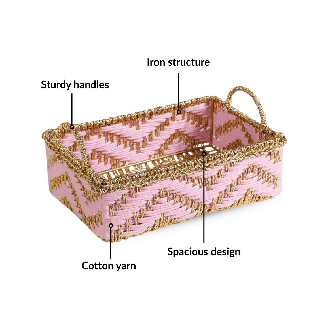 Handwoven Basket Pink - Image 4