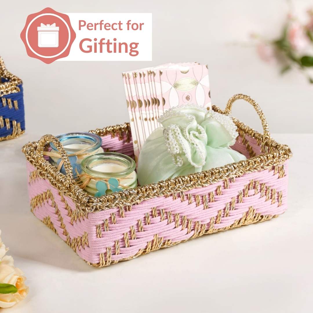 Handwoven Basket Pink - Image 6