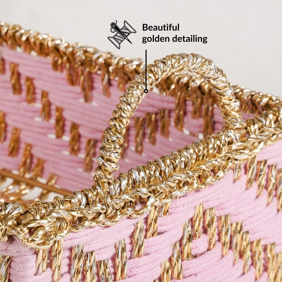 Handwoven Basket Pink - Image 7