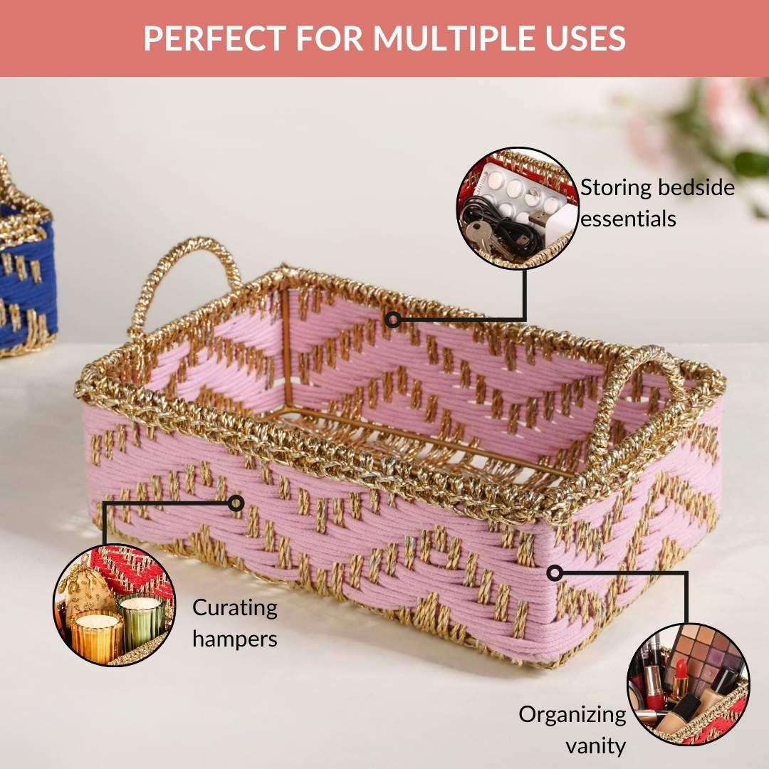 Handwoven Basket Pink - Image 9