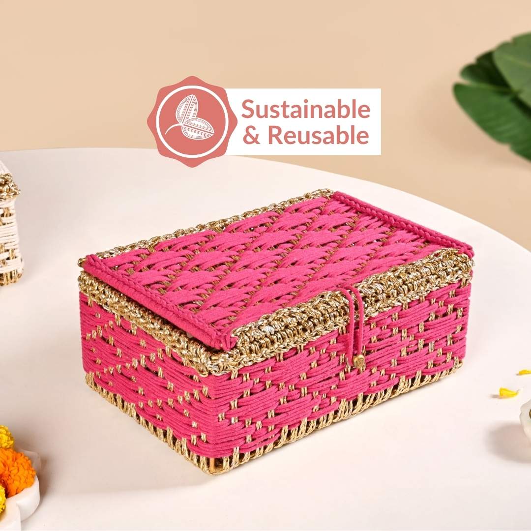 Handwoven Gift Basket Queen Pink - Image 10