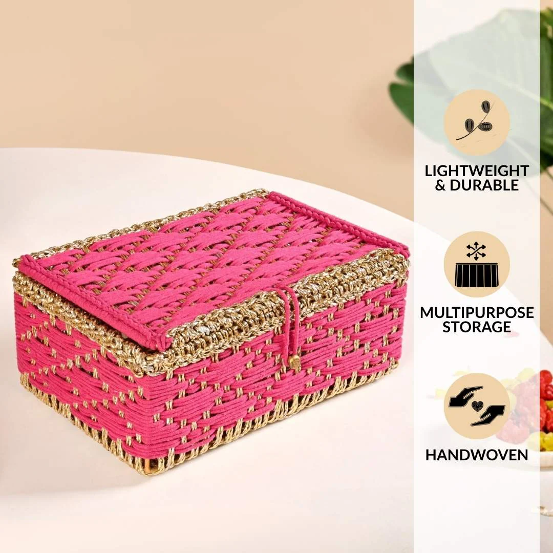 Handwoven Gift Basket Queen Pink - Image 3