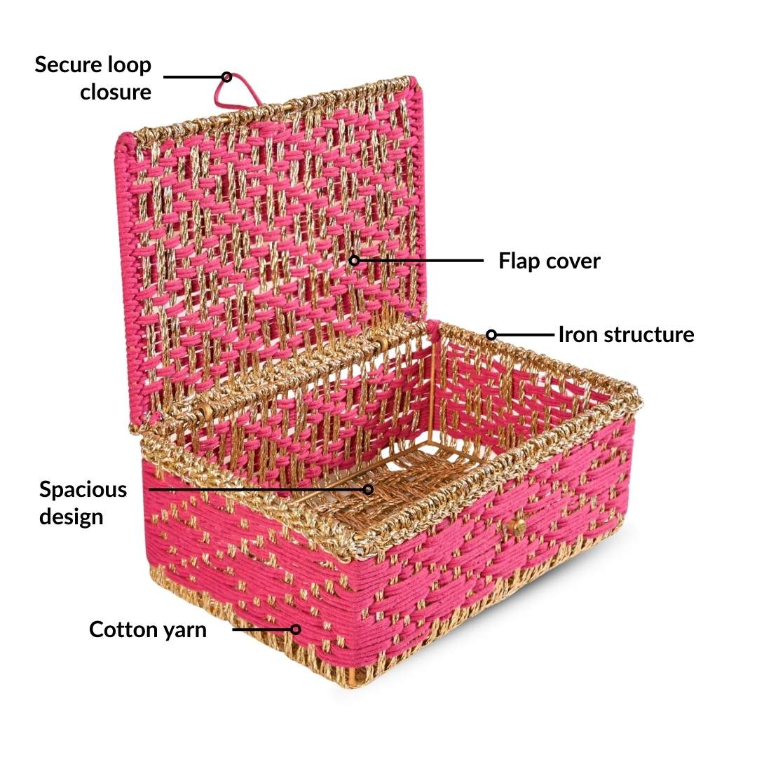 Handwoven Gift Basket Queen Pink - Image 4