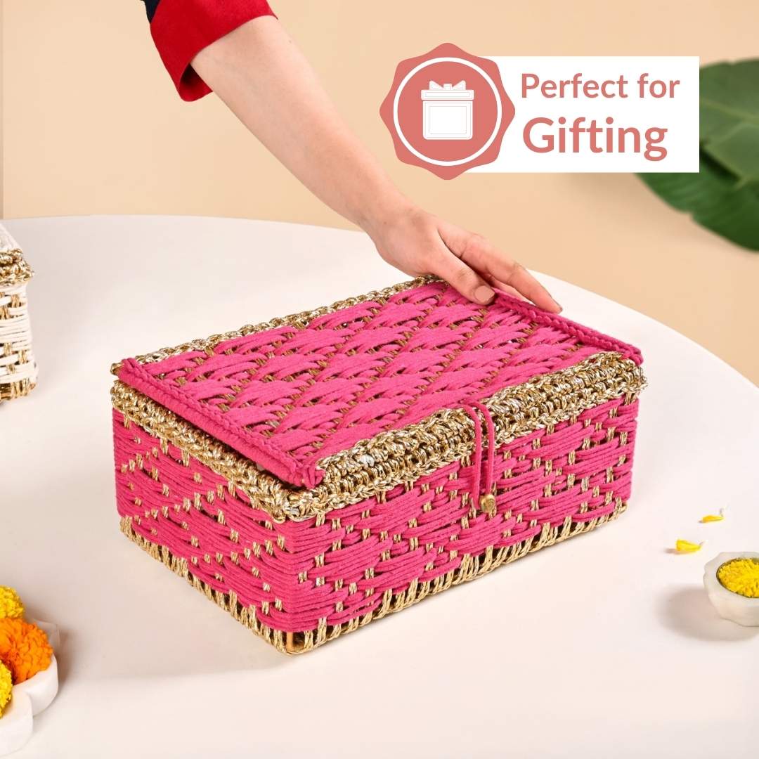 Handwoven Gift Basket Queen Pink - Image 6