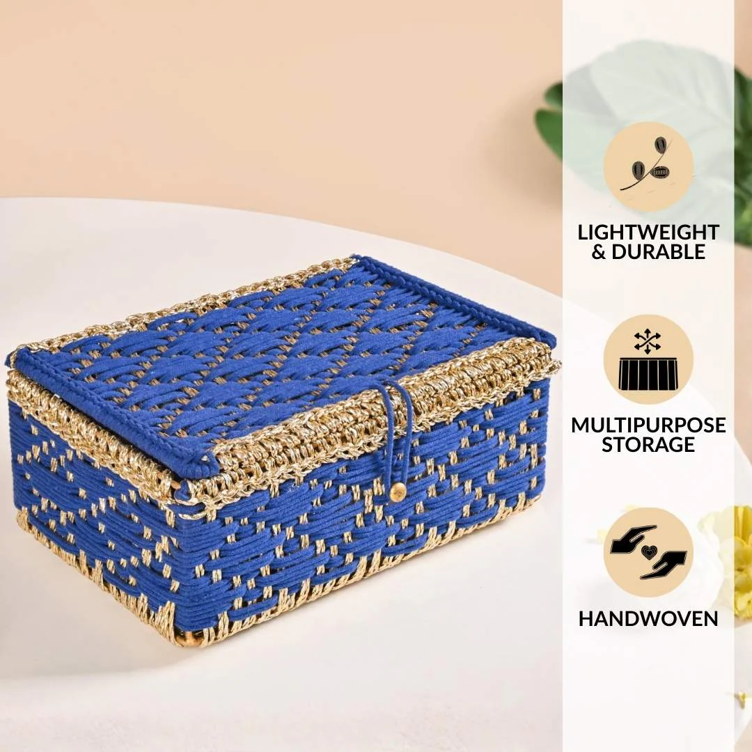 Handwoven Gift Basket Royal Blue - Image 3