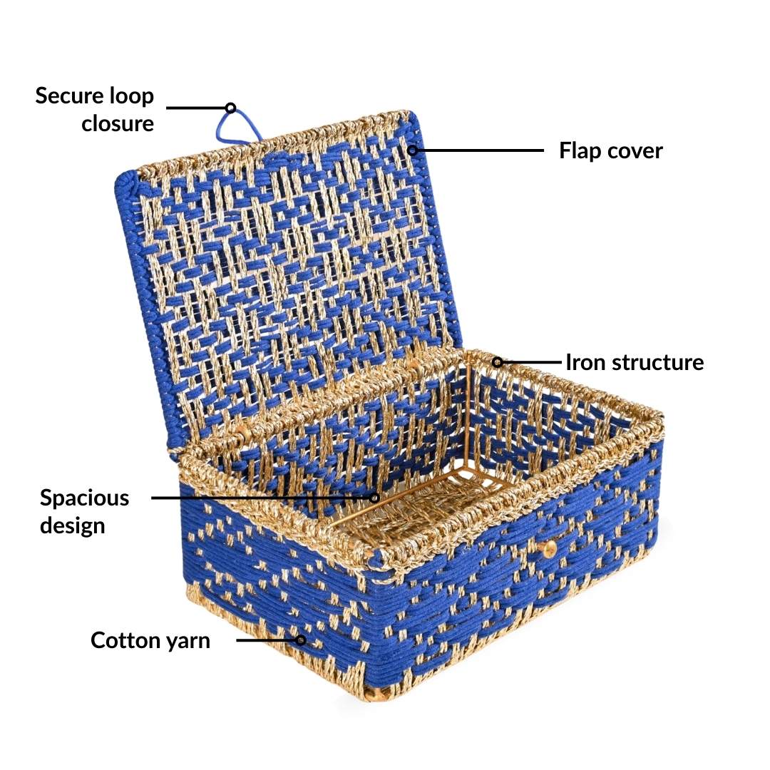 Handwoven Gift Basket Royal Blue - Image 4