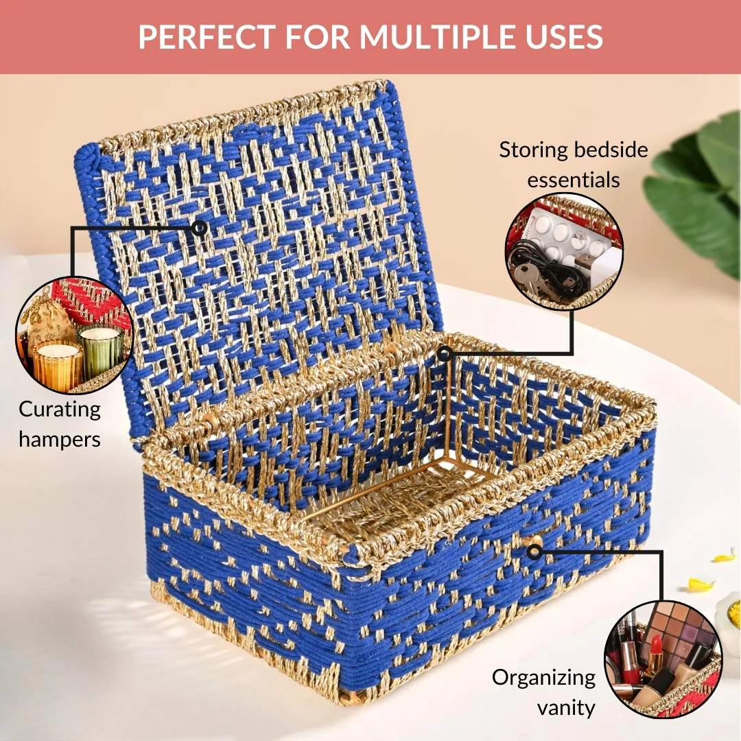 Handwoven Gift Basket Royal Blue - Image 9