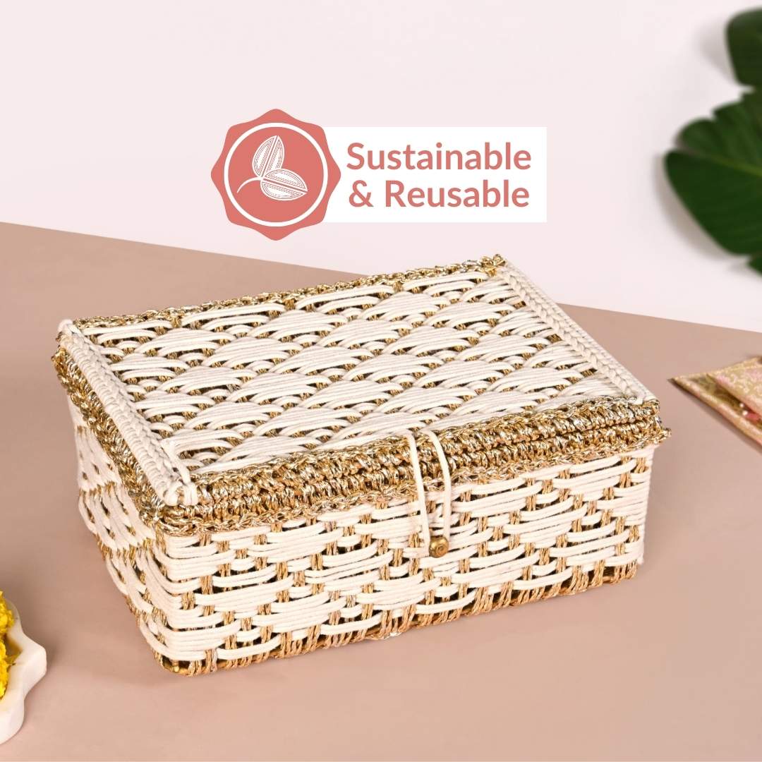 Handwoven Gift Basket White - Image 10
