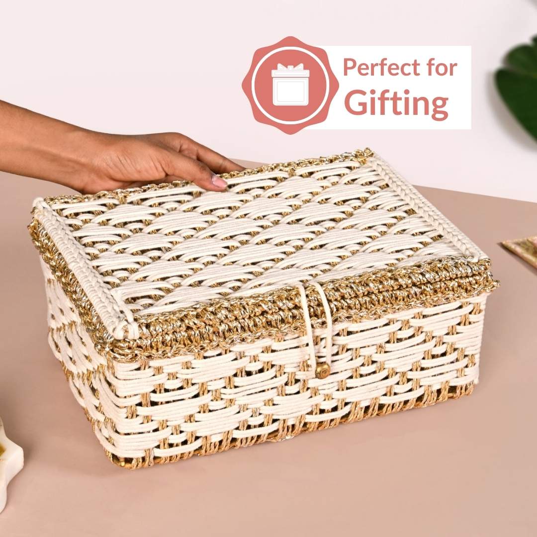 Handwoven Gift Basket White - Image 6