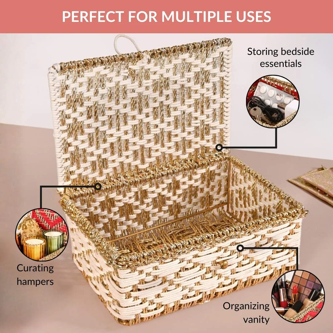 Handwoven Gift Basket White - Image 9