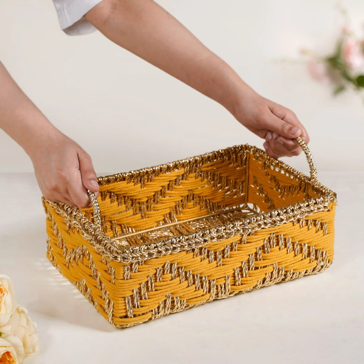 Handwoven Tray Yellow - Image 2