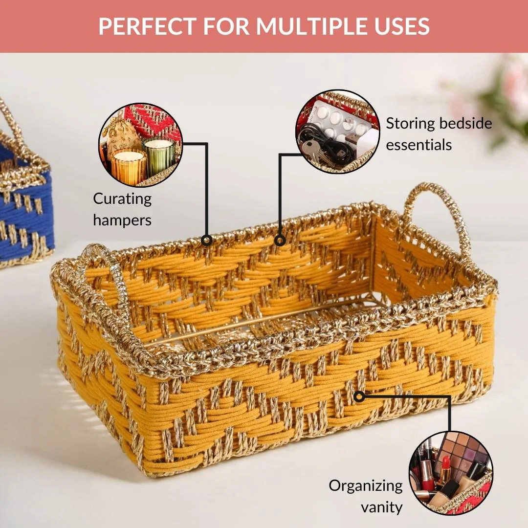 Handwoven Tray Yellow - Image 8