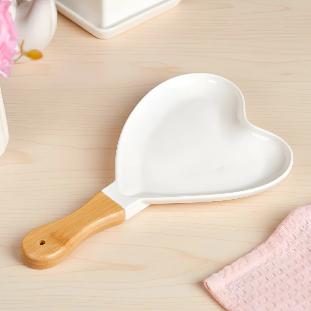 Heart Ceramic Serving Platter With Wooden Handle - Image 6