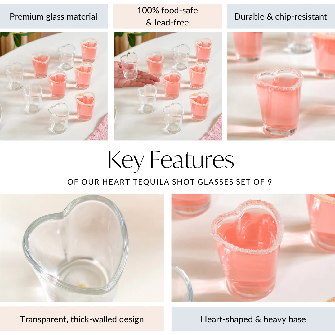 Heart Tequila Shot Glasses Set Of 9 50ml - Image 5