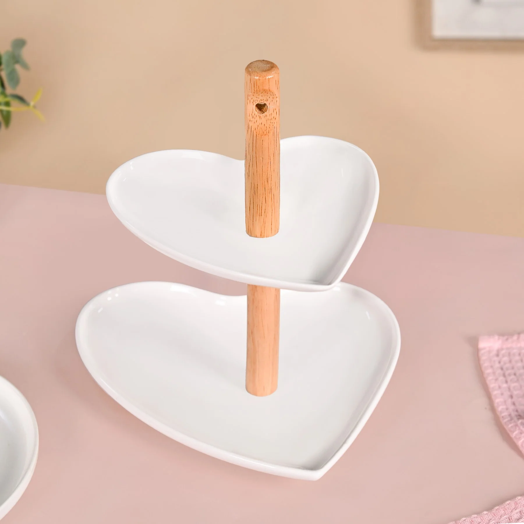 Heart Two Tier Ceramic Cake Stand - Image 2