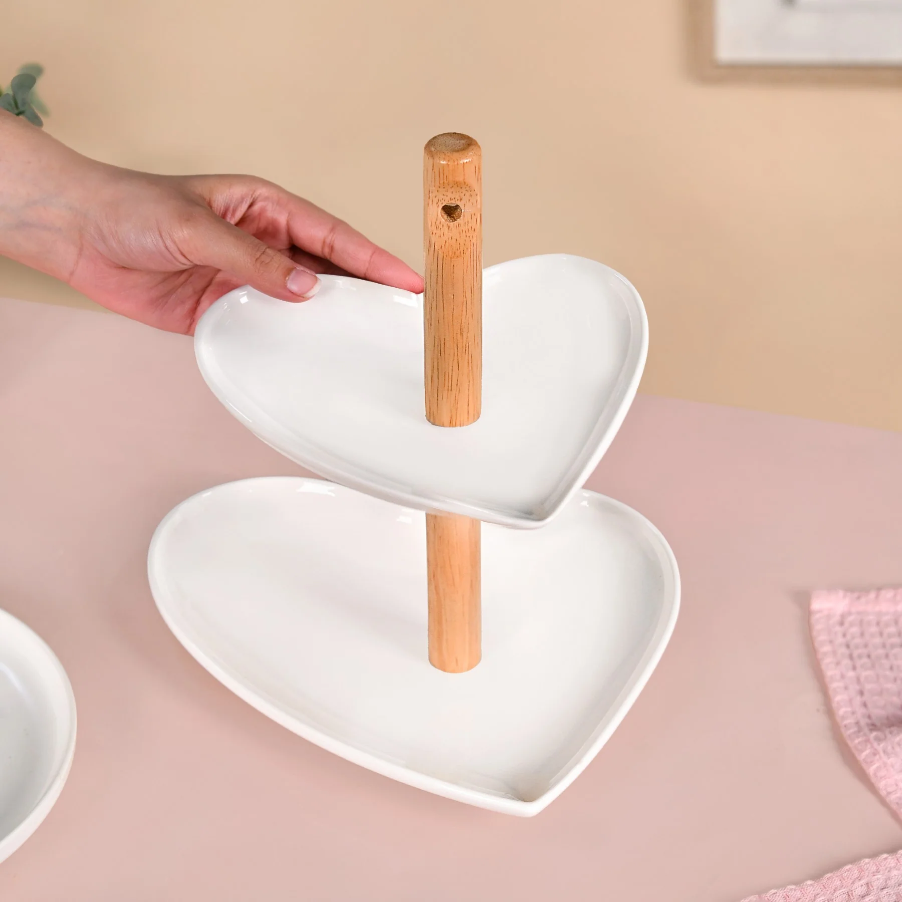Heart Two Tier Ceramic Cake Stand - Image 3