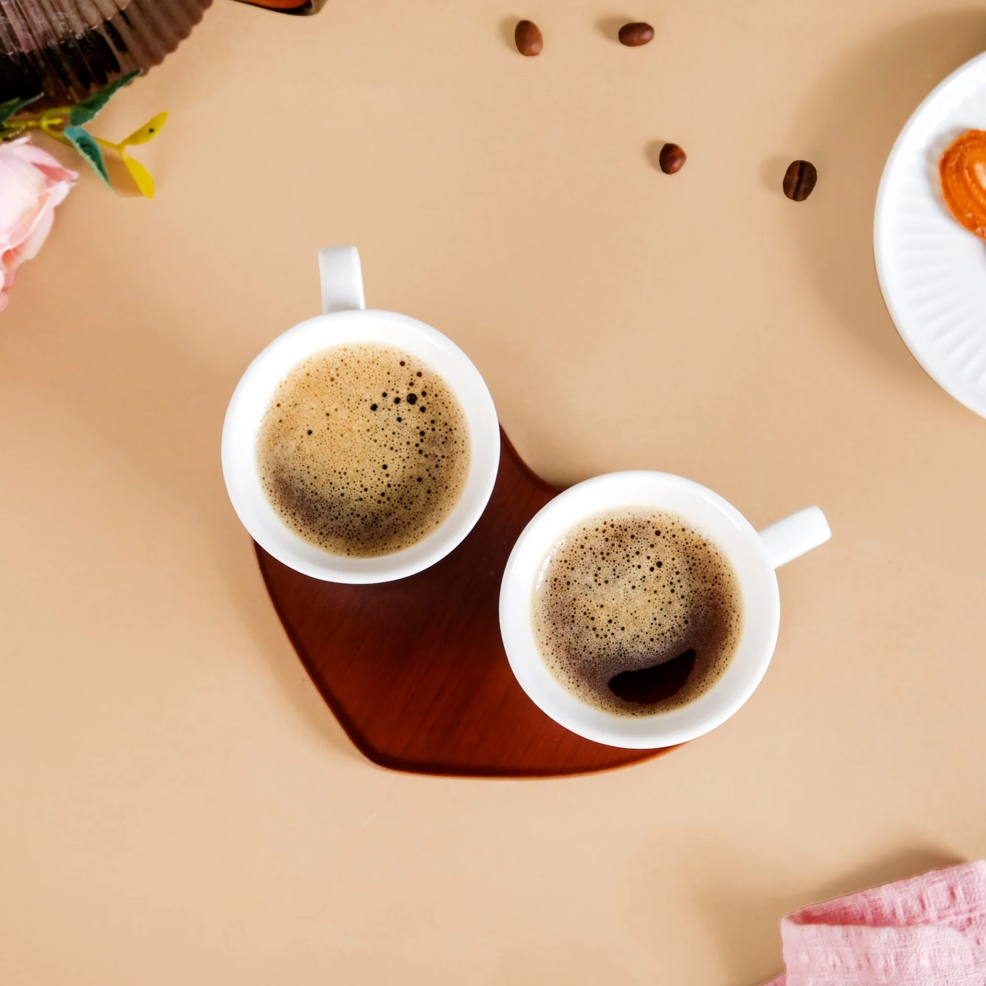Heart Wooden Tray With 2 Cups 100ml - Image 6