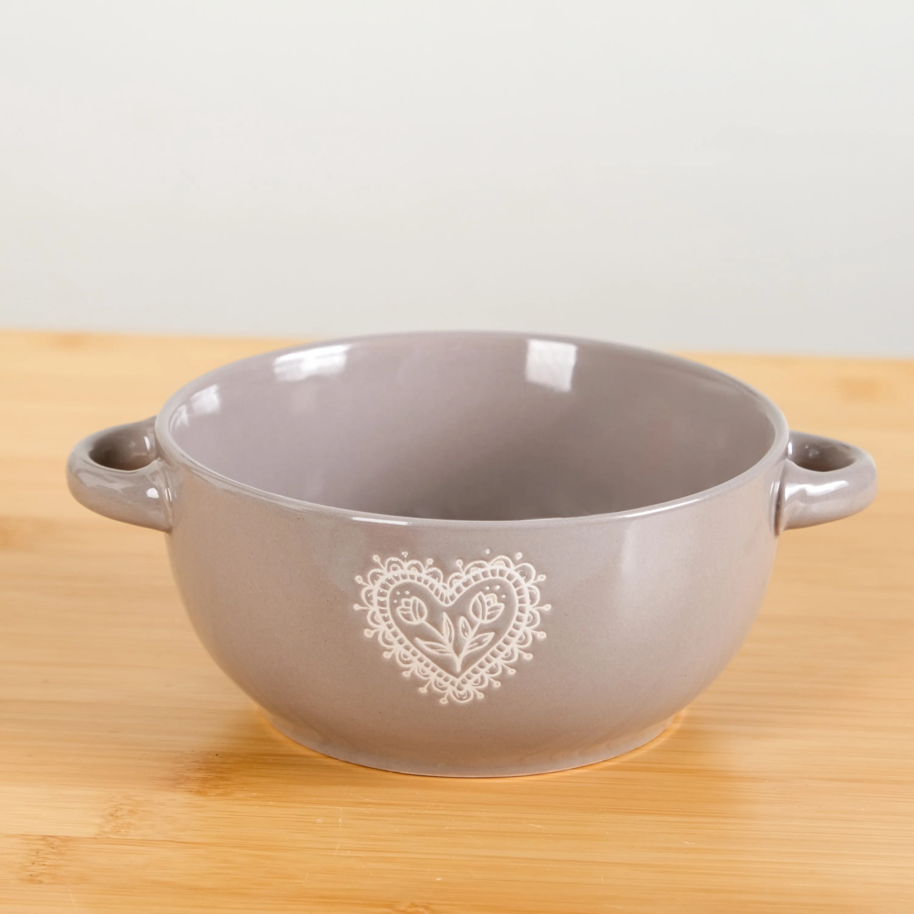 Hearty Ceramic Bowl With Handle Set Of 3 Red Grey Cream 370ml - Image 8