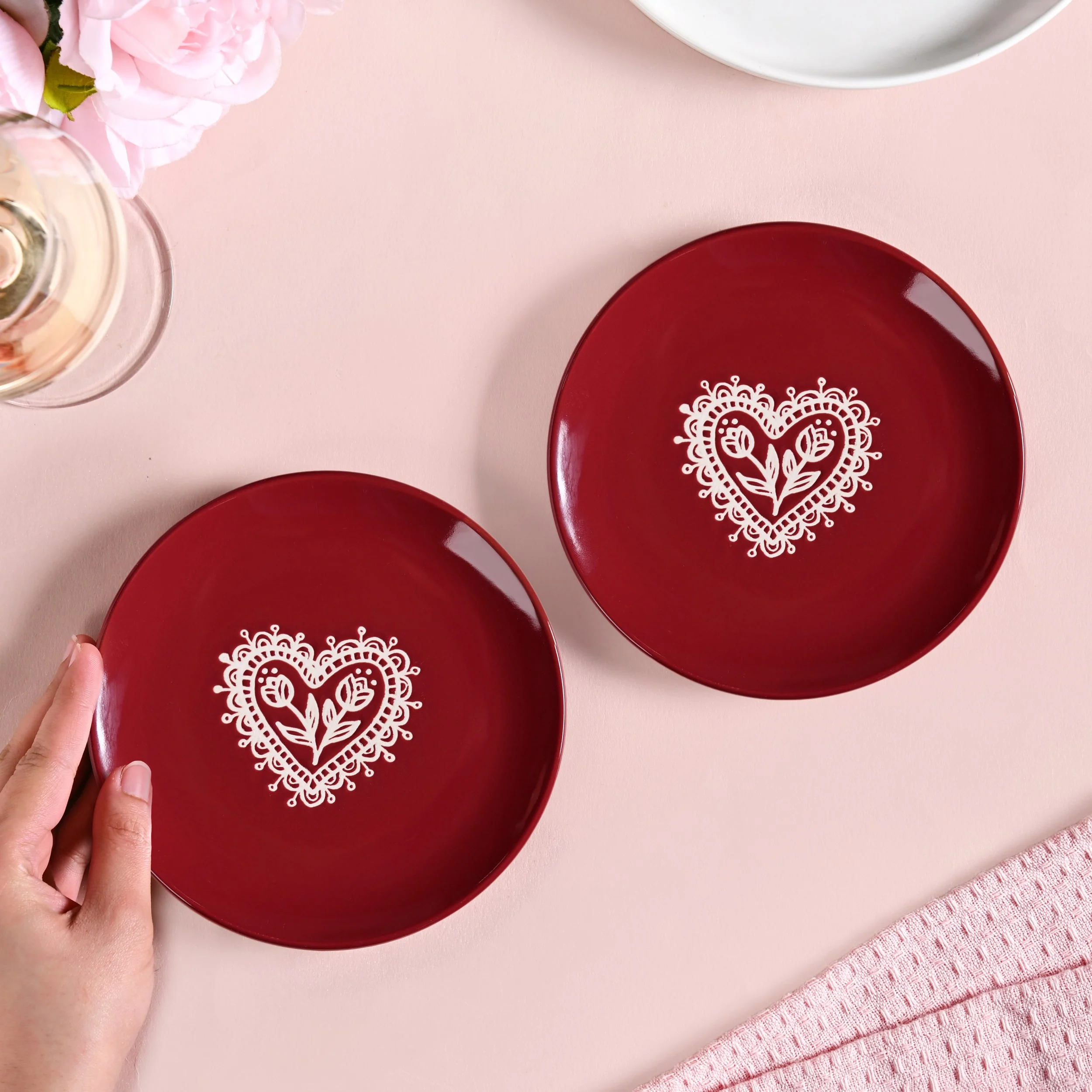 Hearty Ceramic Dessert Plate Red Set Of 2 15cm - Image 3