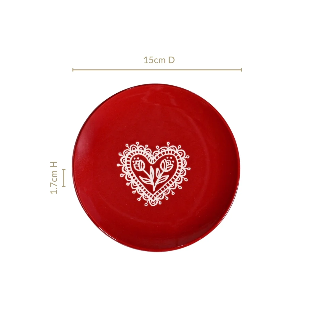 Hearty Ceramic Dessert Plate Red Set Of 2 15cm - Image 4
