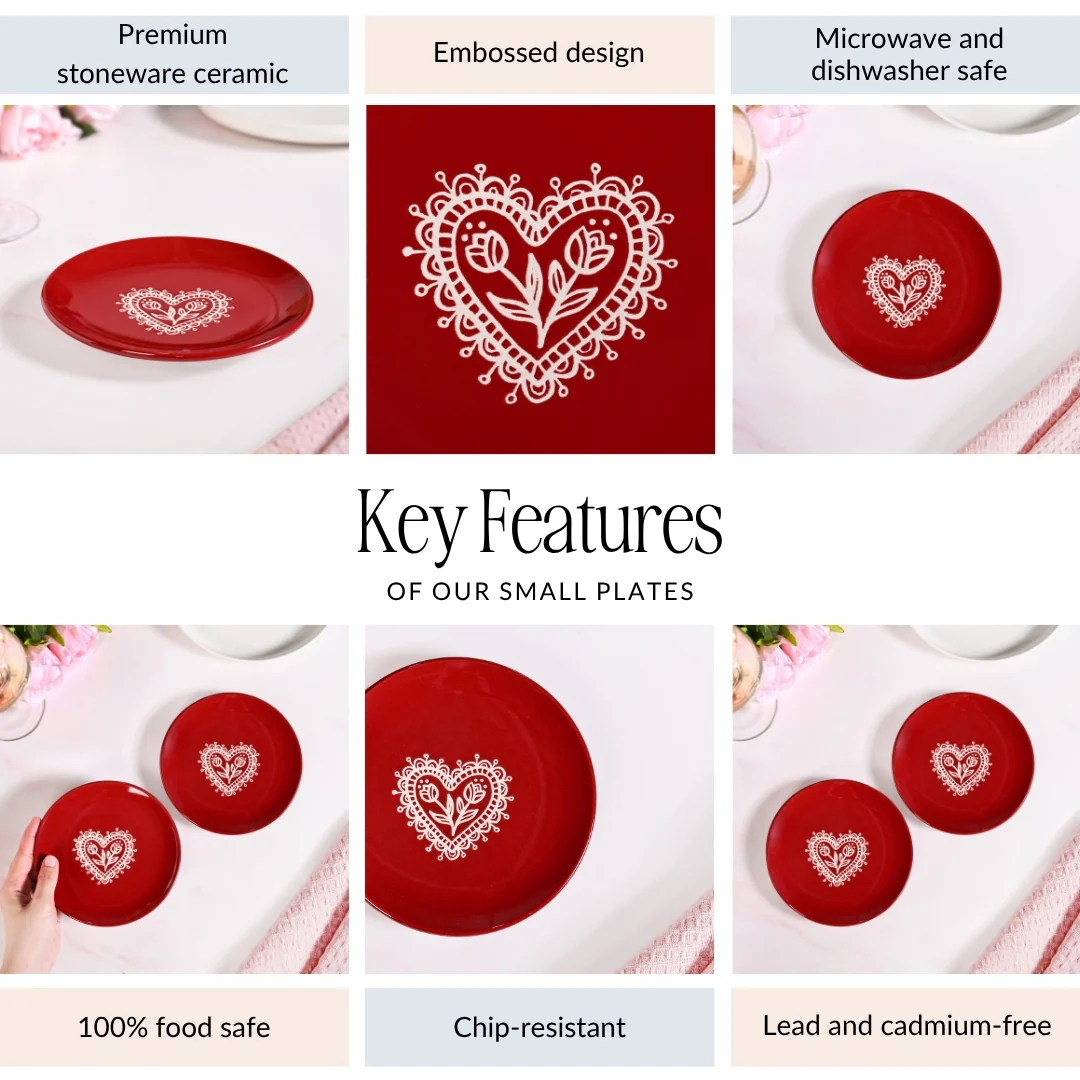 Hearty Ceramic Dessert Plate Red Set Of 2 15cm - Image 5