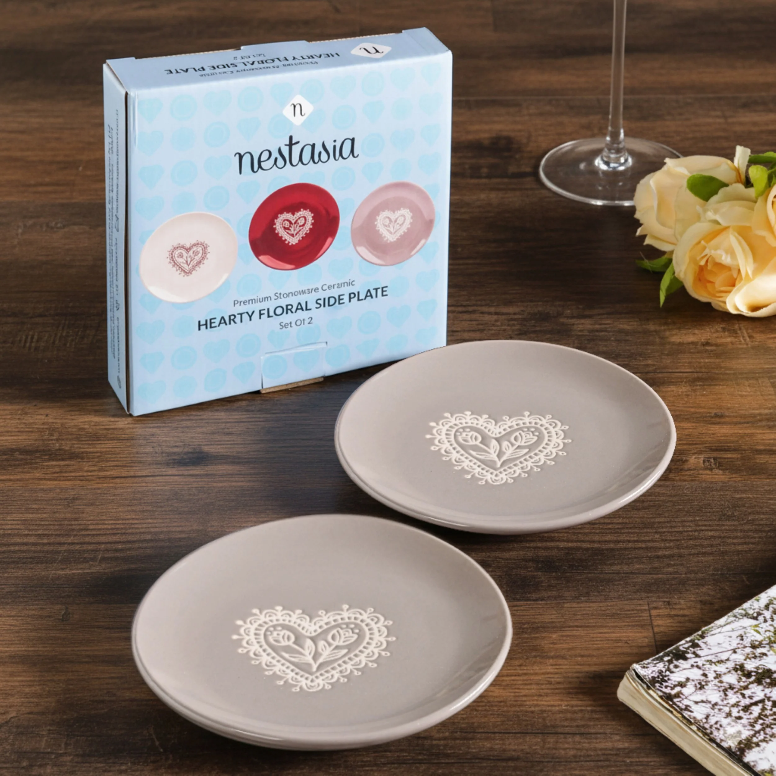 Hearty Ceramic Dessert Plate Taupe Grey Set Of 2 15cm - Image 2