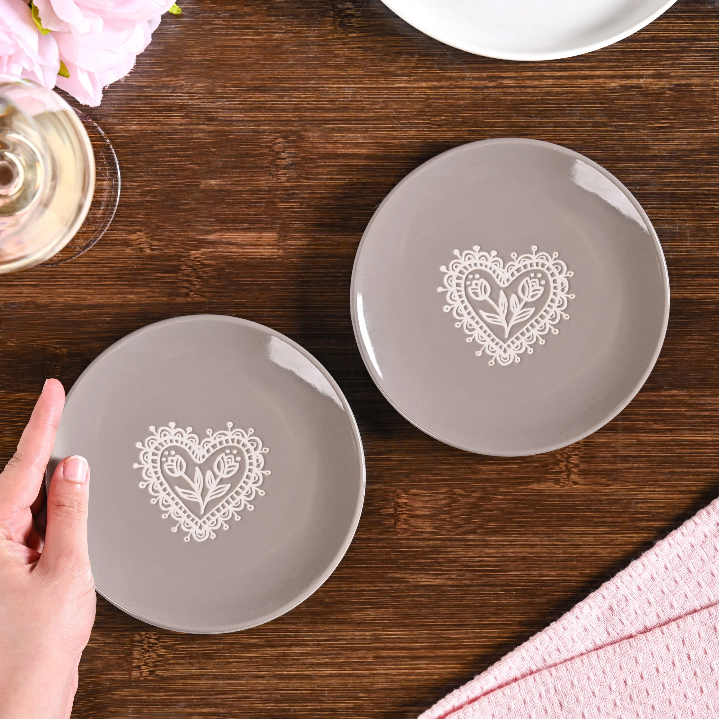 Hearty Ceramic Dessert Plate Taupe Grey Set Of 2 15cm - Image 3