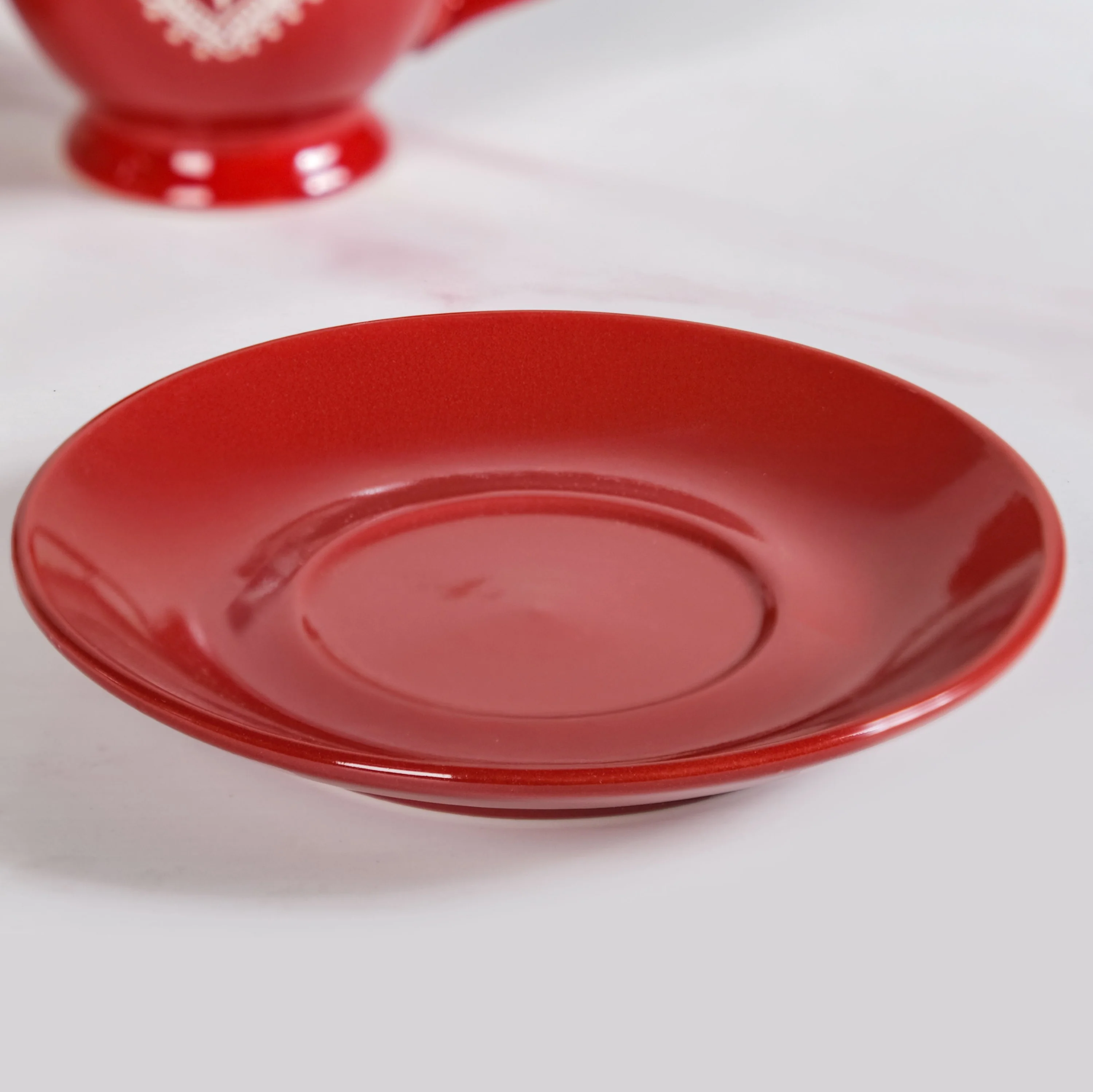 Hearty Ceramic Tea Cup And Saucer Set Of 2 Red 200ml - Image 7